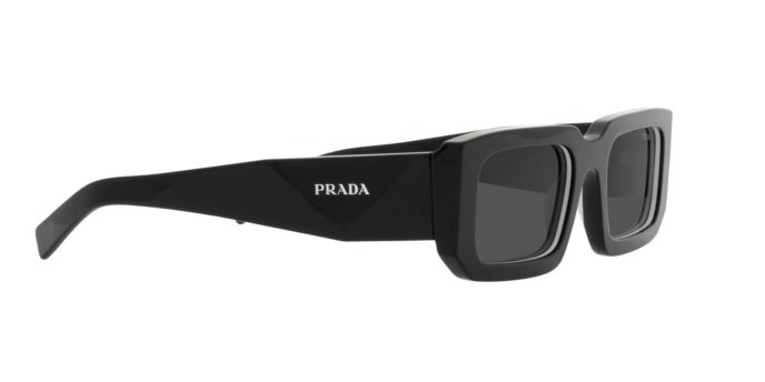 Occhiali da sole Prada PR 06YS (09Q5S0) colore black/white forma rettangolare lenti dark grey