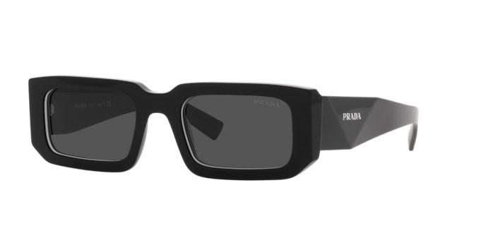 Occhiali da sole Prada PR 06YS (09Q5S0) colore black/white forma rettangolare lenti dark grey
