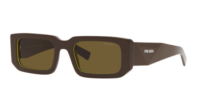 Sunglasses Prada PR 06YS (15M01T) color loden/cedar shape rectangle lenses marrone scuro