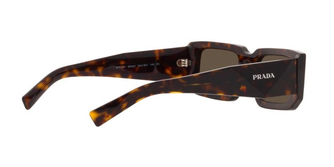 Sunglasses Prada PR 06YS (2AU8C1) color tortoise shape rectangle lenses dark brown