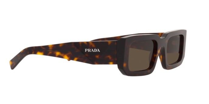 Sunglasses Prada PR 06YS (2AU8C1) color tortoise shape rectangle lenses dark brown