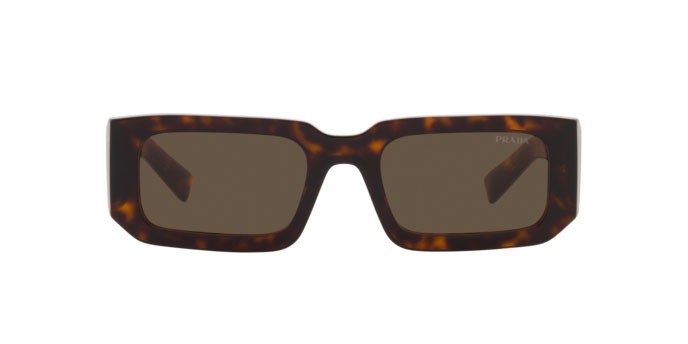 Sunglasses Prada PR 06YS (2AU8C1) color tortoise shape rectangle lenses dark brown