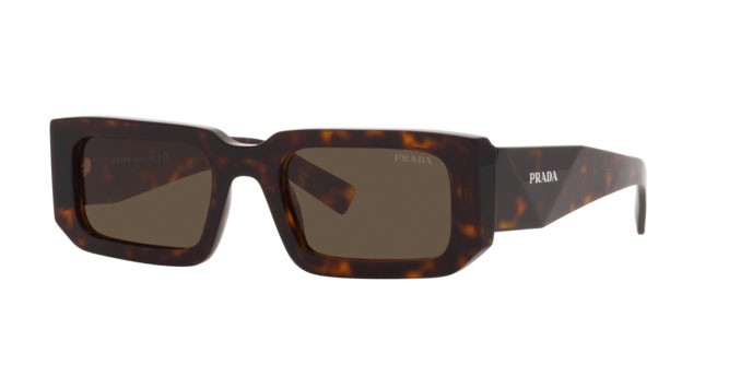 Sunglasses Prada PR 06YS (2AU8C1) color tortoise shape rectangle lenses dark brown