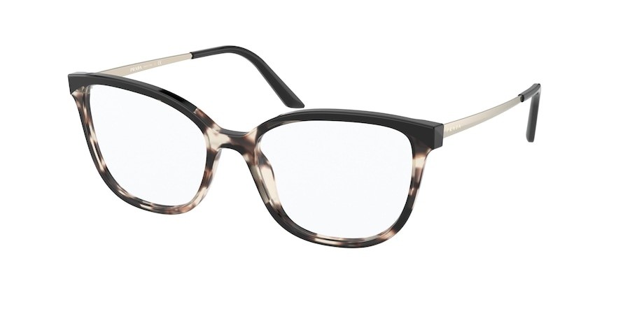 Eyeglasses Prada PR 07WV (3981O1) color tortoise talc/black shape cat eye lenses demo lens