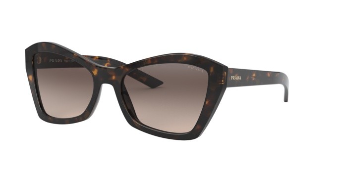 Sonnenbrillen Prada Millennials PR 07XS (2AU3D0) farbe havana form schmetterling gläser light brown grad light grey