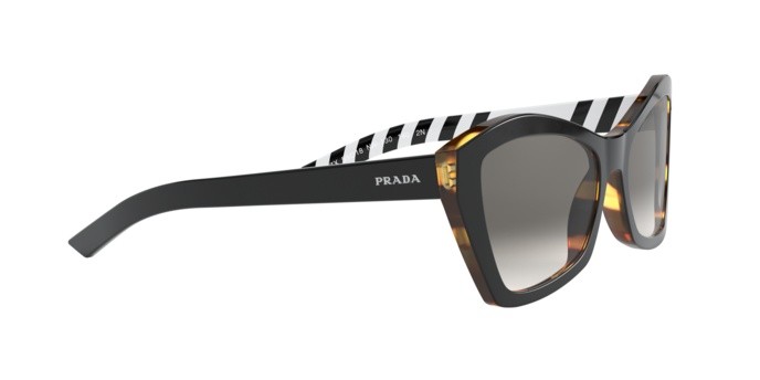 Sonnenbrillen Prada Millennials PR 07XS (NAI130) farbe top black/medium havana form schmetterling gläser gradient grey mirror silver