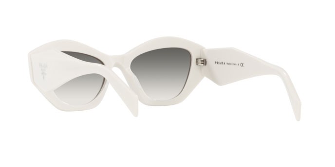 Occhiali da sole Prada PR 07YS (142130) colore white forma irregolare lenti grey gradient