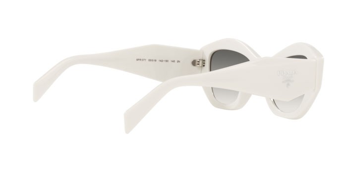 Occhiali da sole Prada PR 07YS (142130) colore white forma irregolare lenti grey gradient