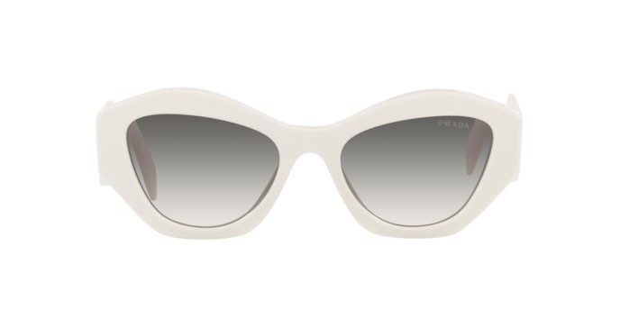 Occhiali da sole Prada PR 07YS (142130) colore white forma irregolare lenti grey gradient