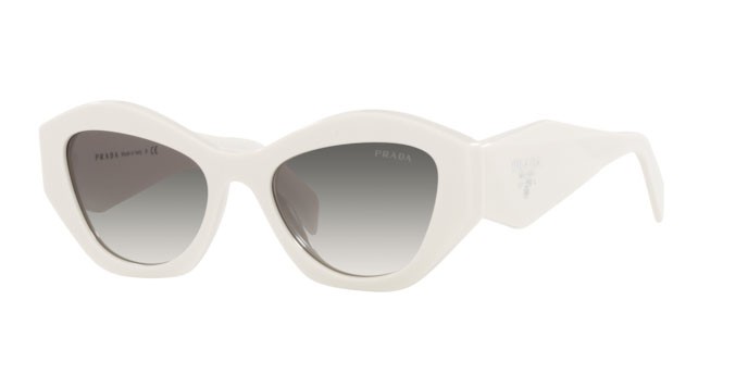 Occhiali da sole Prada PR 07YS (142130) colore white forma irregolare lenti grey gradient