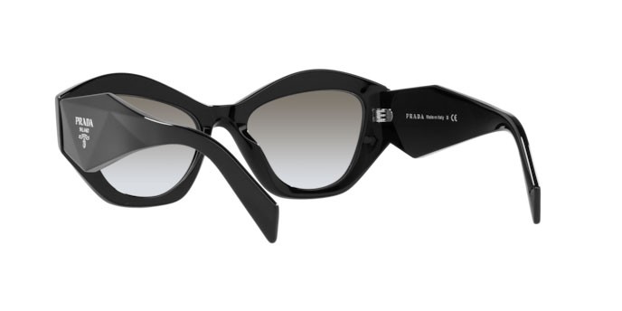 Sunglasses Prada PR 07YS (1AB0A7) color black shape irregular lenses grey gradient