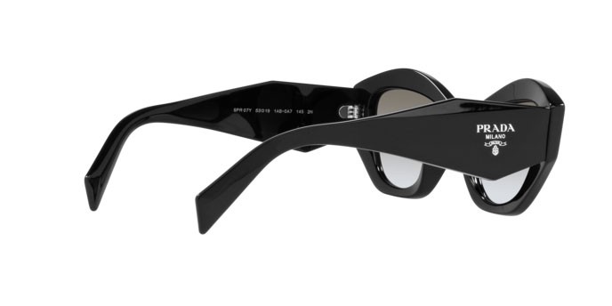 Sunglasses Prada PR 07YS (1AB0A7) color black shape irregular lenses grey gradient