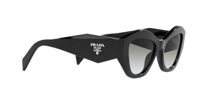 Sunglasses Prada PR 07YS (1AB0A7) color black shape irregular lenses grey gradient
