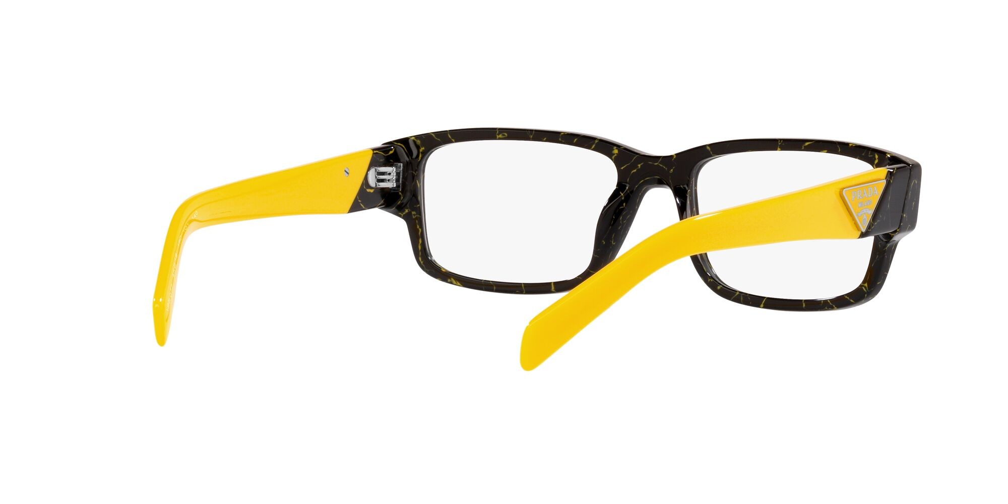 Eyeglasses Prada PR 07ZV (19D1O1) color black/yellow marble shape rectangle lenses lente demo