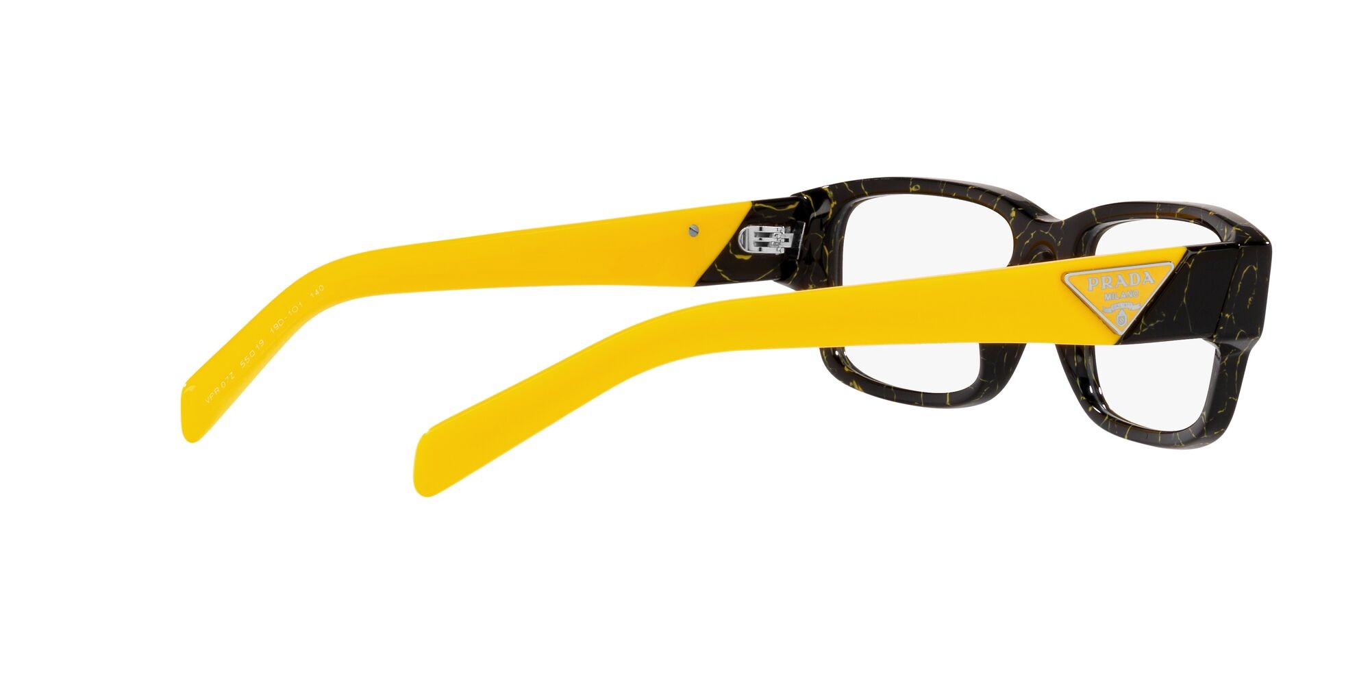 Eyeglasses Prada PR 07ZV (19D1O1) color black/yellow marble shape rectangle lenses lente demo