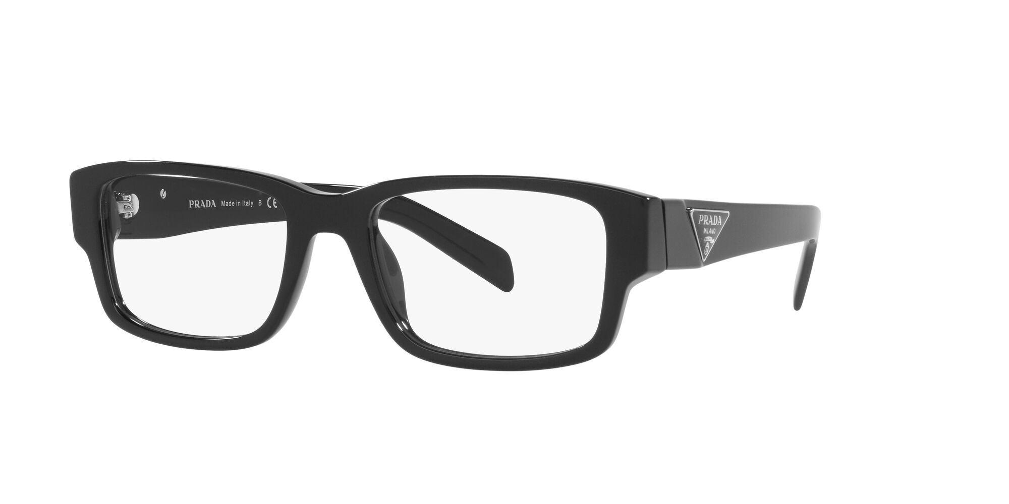 Eyeglasses Prada PR 07ZV (1AB1O1) color nero shape rectangle lenses lente demo