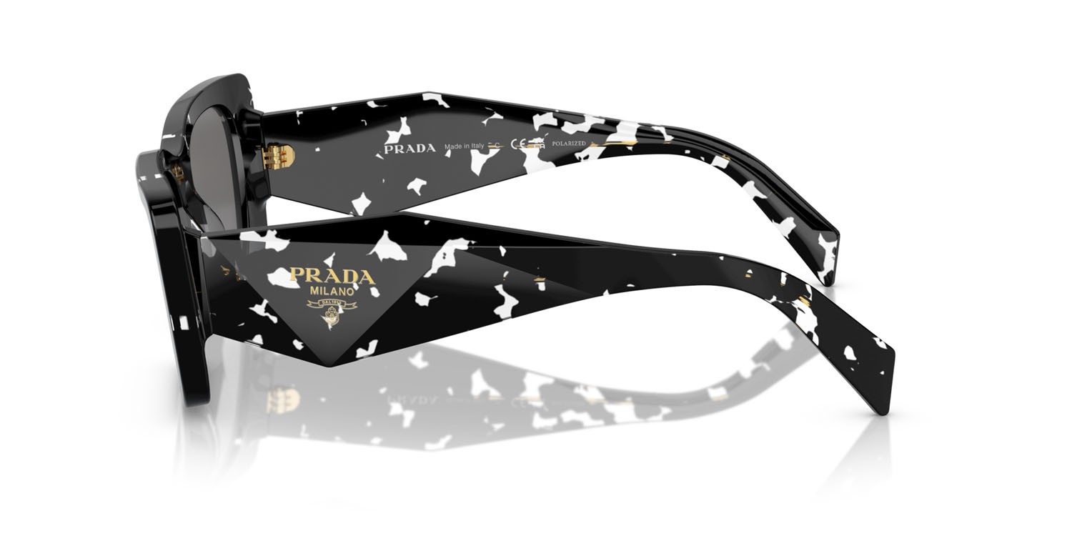 Sunglasses Prada PR 08YS (15S5Z1) color black crystal tortoise shape butterfly lenses polarized grigio scuro