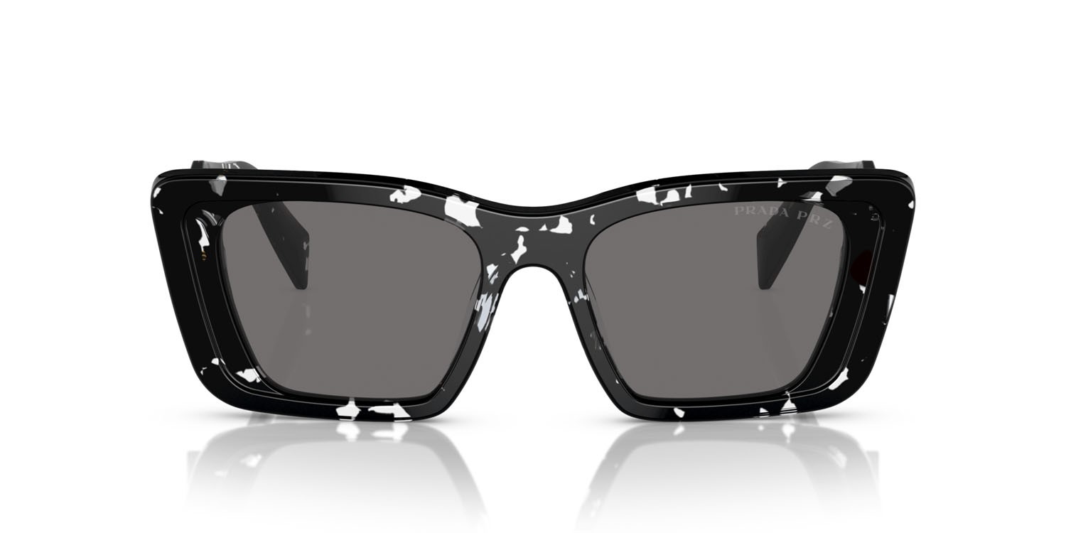 Sunglasses Prada PR 08YS (15S5Z1) color black crystal tortoise shape butterfly lenses polarized grigio scuro