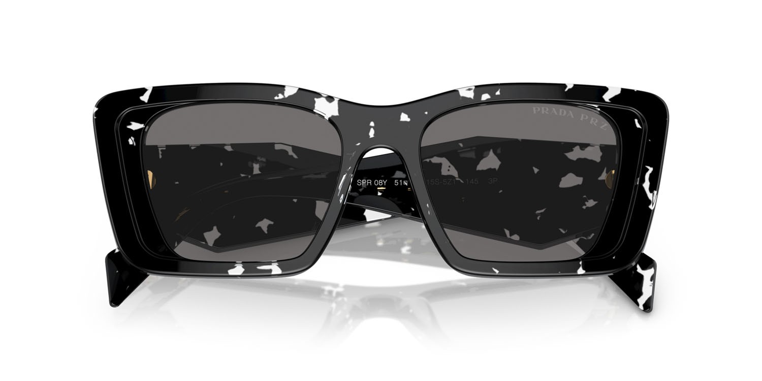 Sunglasses Prada PR 08YS (15S5Z1) color black crystal tortoise shape butterfly lenses polarized grigio scuro