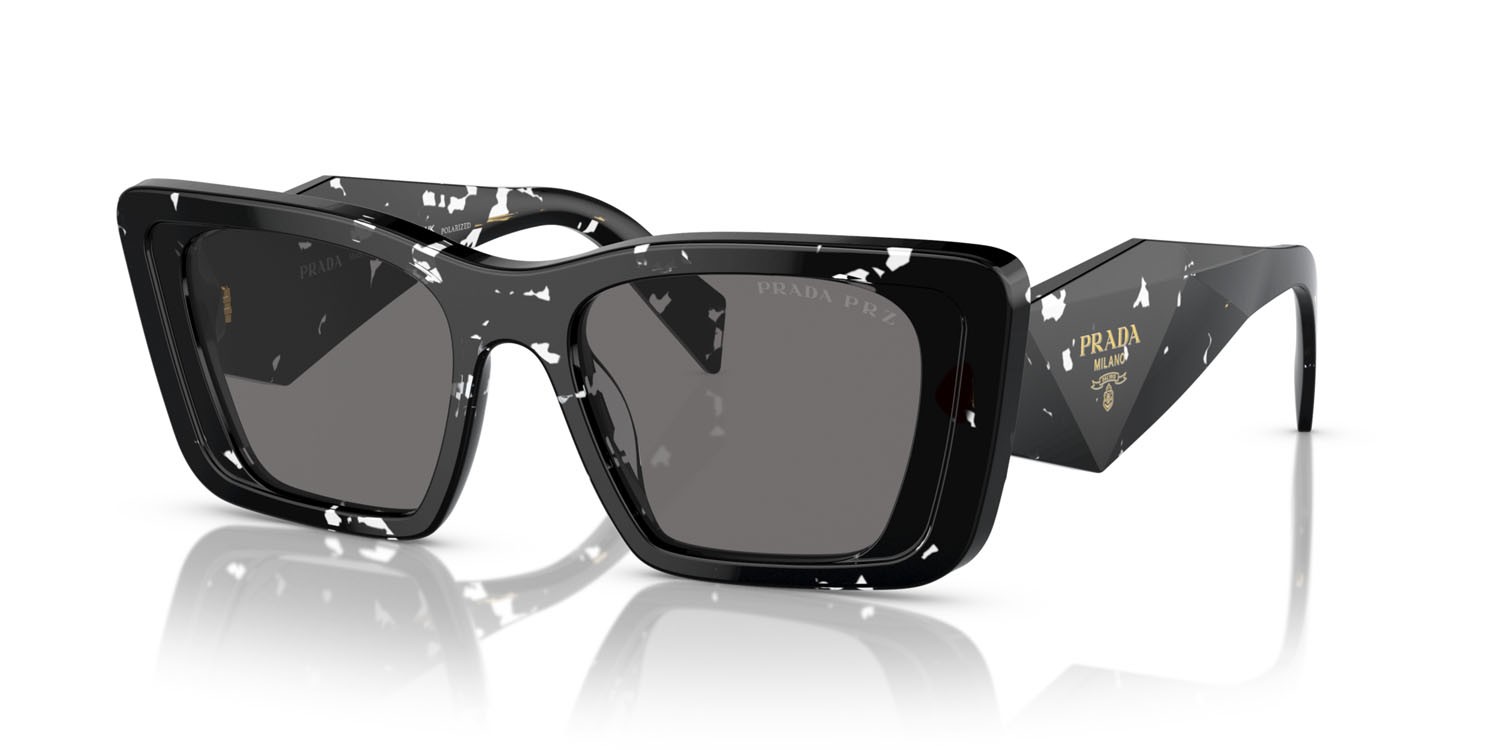 Sunglasses Prada PR 08YS (15S5Z1) color black crystal tortoise shape butterfly lenses polarized grigio scuro