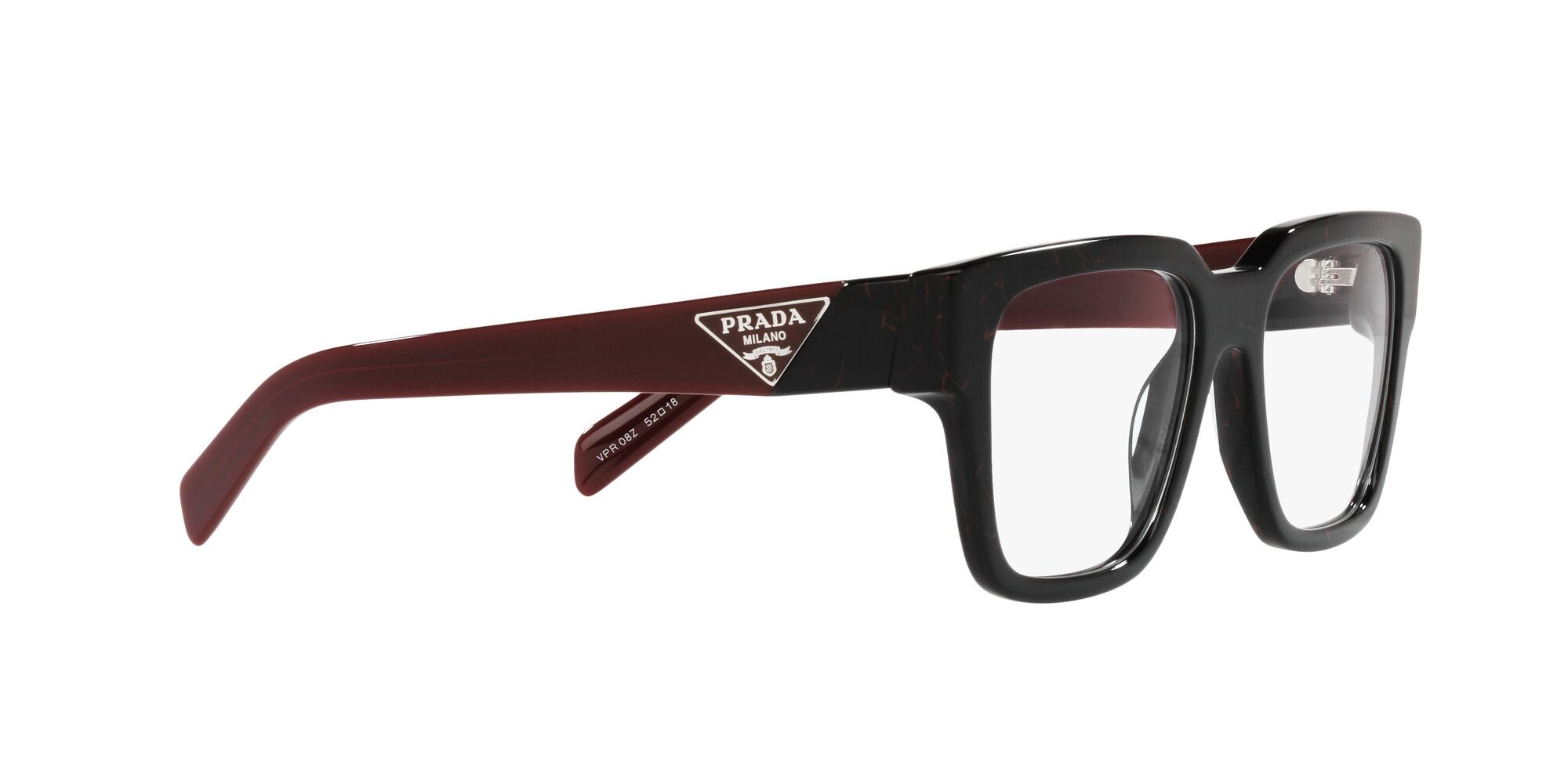 Eyeglasses Prada PR 08ZV (11F1O1) color etruscan black marble shape square lenses lente demo