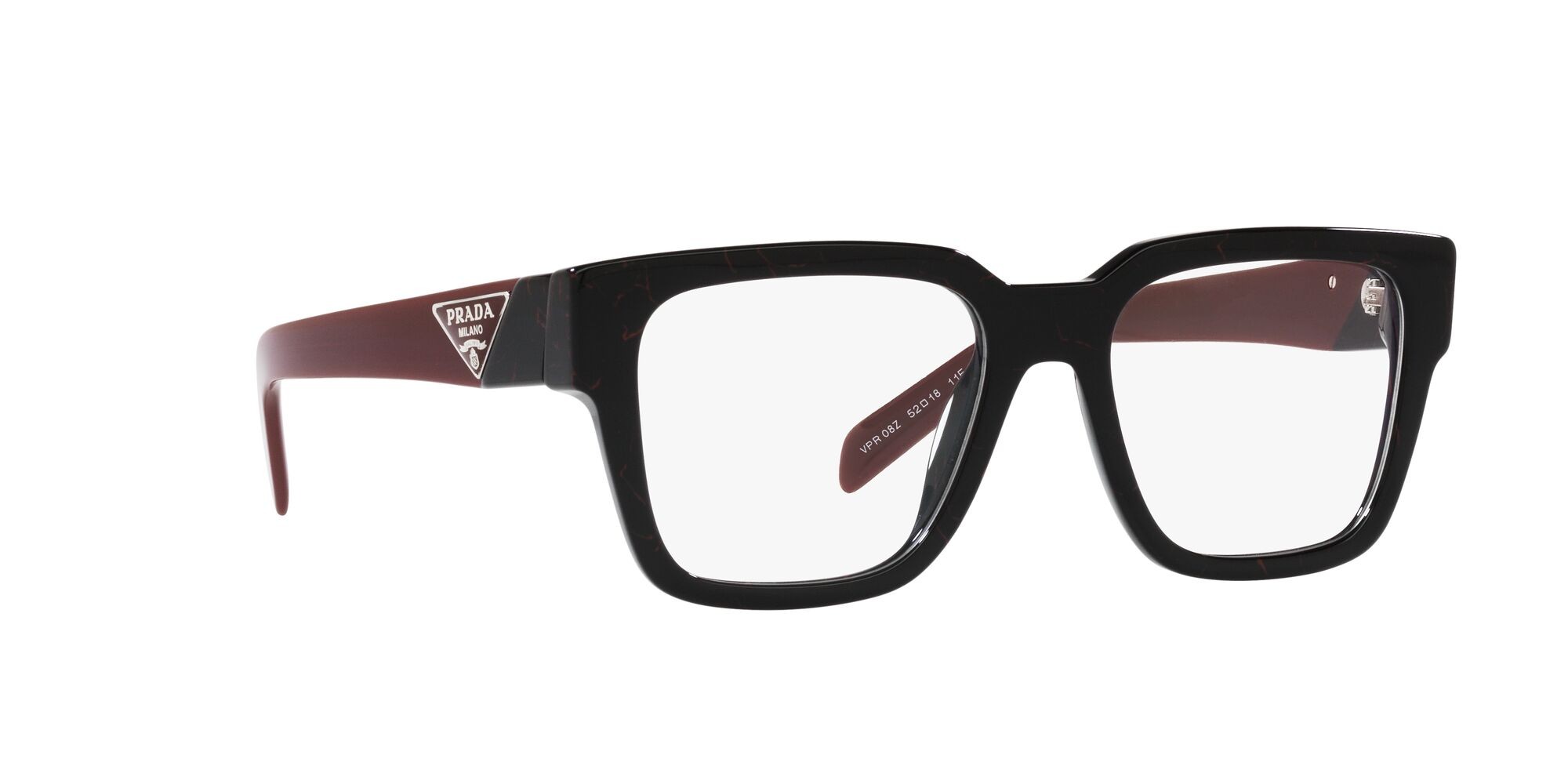Eyeglasses Prada PR 08ZV (11F1O1) color etruscan black marble shape square lenses lente demo