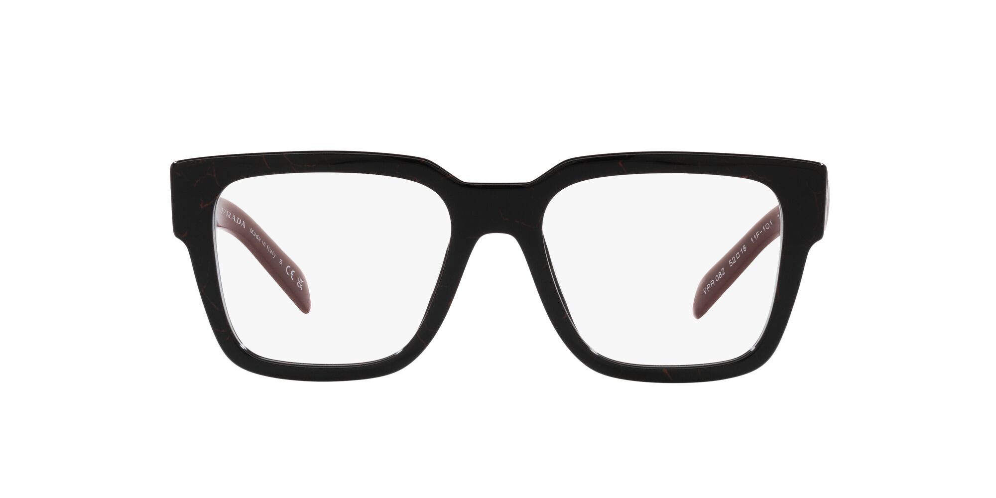 Eyeglasses Prada PR 08ZV (11F1O1) color etruscan black marble shape square lenses lente demo