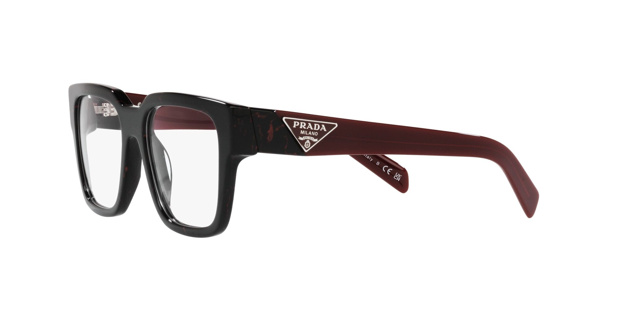 Eyeglasses Prada PR 08ZV (11F1O1) color etruscan black marble shape square lenses lente demo