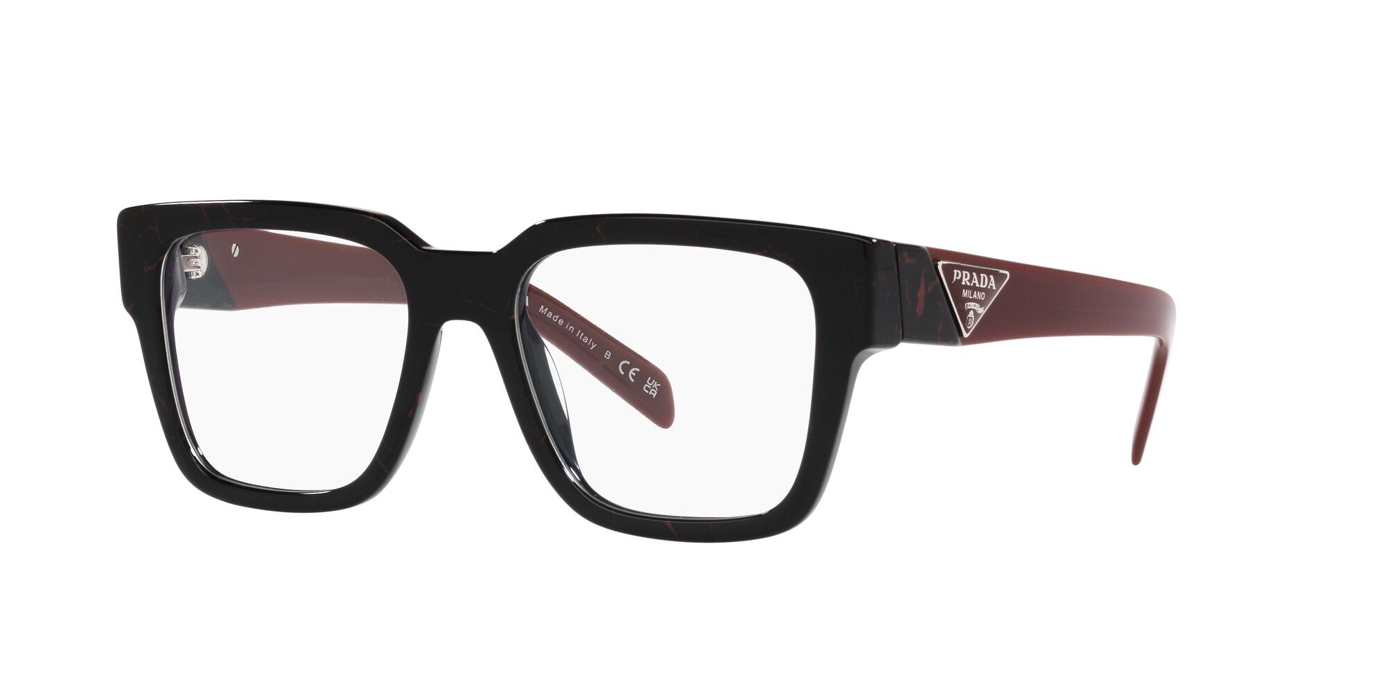 Eyeglasses Prada PR 08ZV (11F1O1) color etruscan black marble shape square lenses lente demo