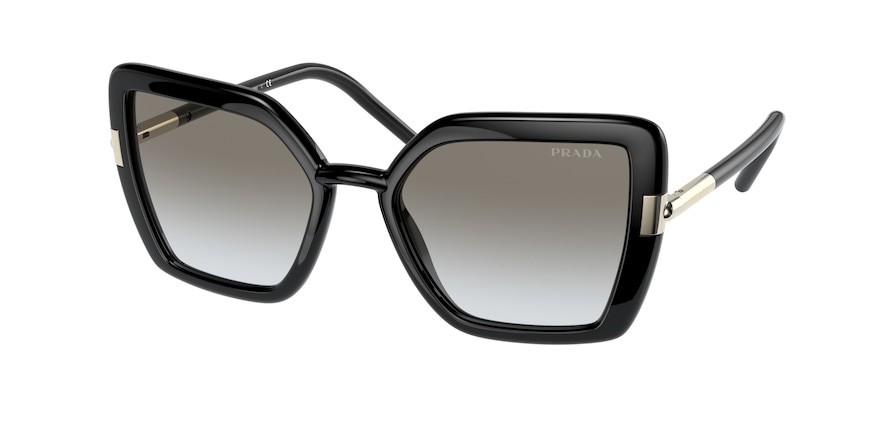 Occhiali da sole Prada PR 09WS (1AB0A7) colore black forma farfalla lenti grey gradient
