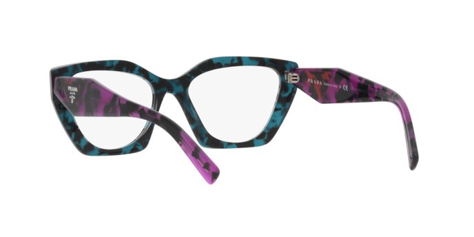Eyeglasses Prada PR 09YV (06Z1O1) color teal tortoise shape irregular lenses demo lens
