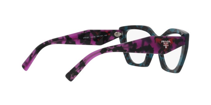 Eyeglasses Prada PR 09YV (06Z1O1) color teal tortoise shape irregular lenses demo lens