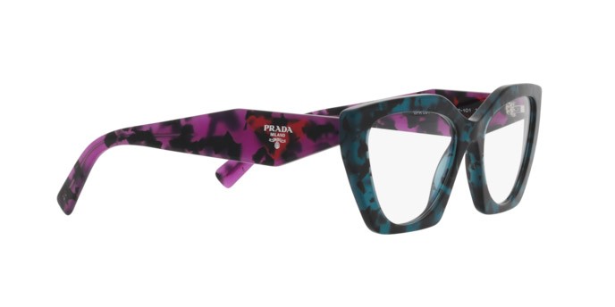 Eyeglasses Prada PR 09YV (06Z1O1) color teal tortoise shape irregular lenses demo lens