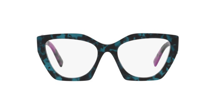 Eyeglasses Prada PR 09YV (06Z1O1) color teal tortoise shape irregular lenses demo lens