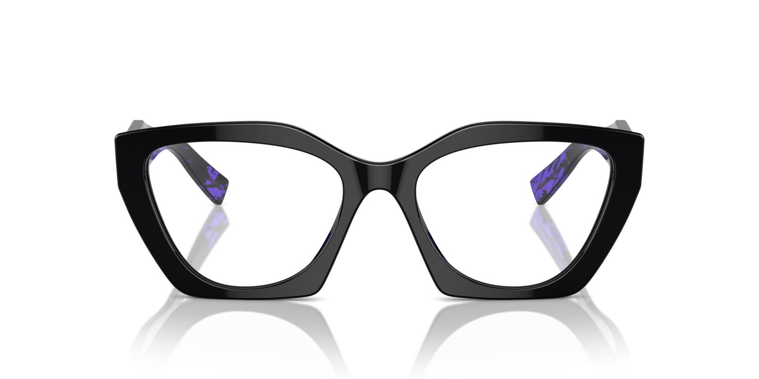 Eyeglasses Prada PR 09YV (19S1O1) color nero shape irregular lenses lente demo