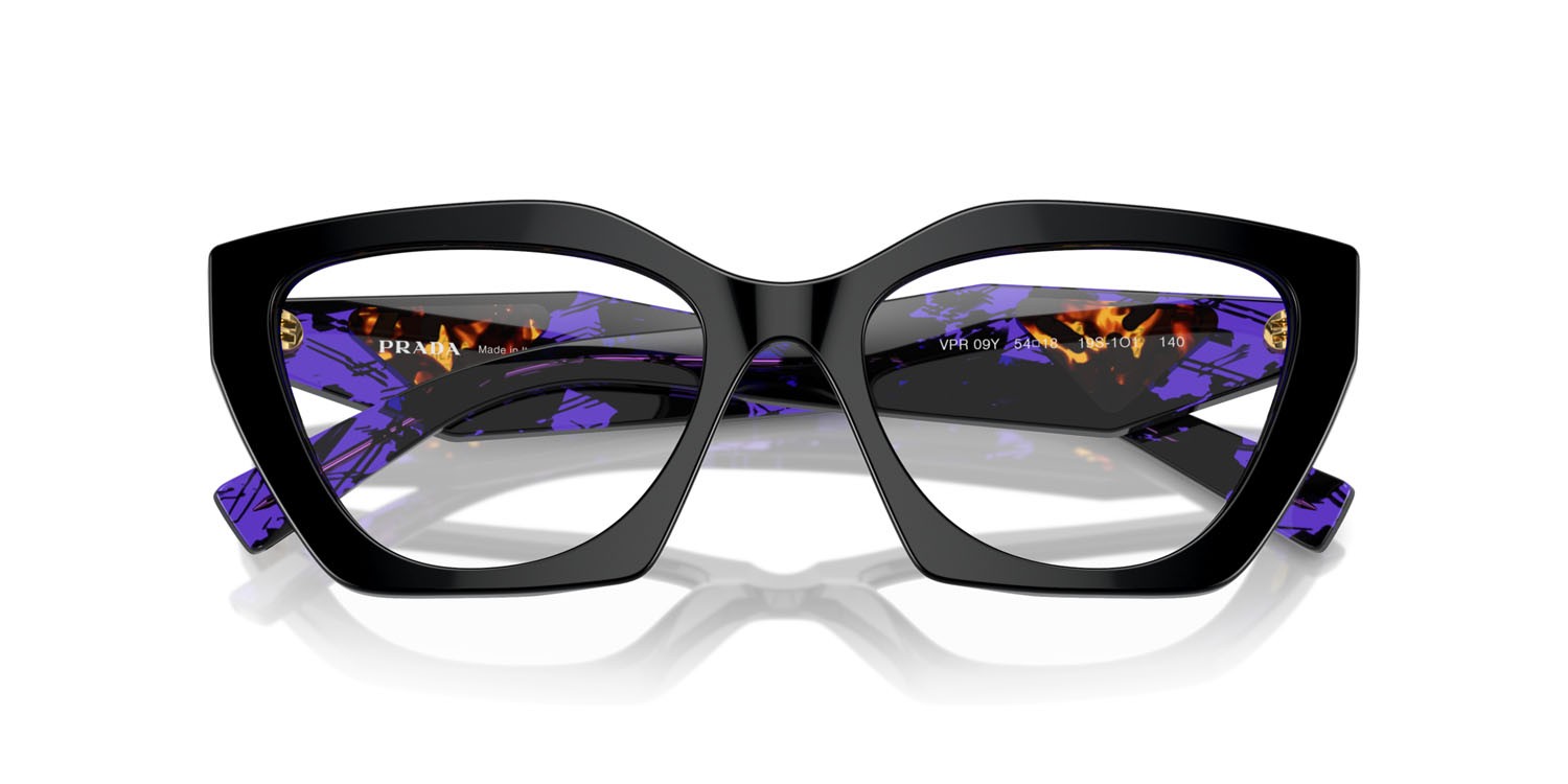 Eyeglasses Prada PR 09YV (19S1O1) color nero shape irregular lenses lente demo