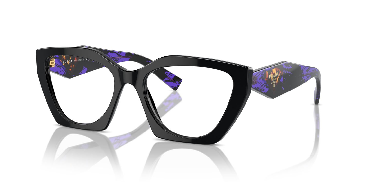 Eyeglasses Prada PR 09YV (19S1O1) color nero shape irregular lenses lente demo