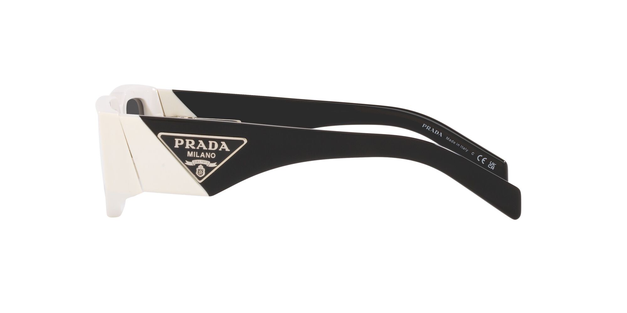 Sonnenbrillen Prada PR 09ZS (1425S0) farbe bianco talco form rechteckig gläser grigio scuro