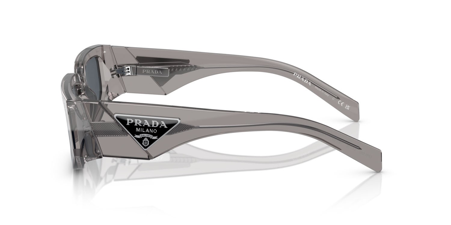 Sunglasses Prada PR 09ZS (18S09T) color transparent asphalt shape rectangle lenses grigio scuro