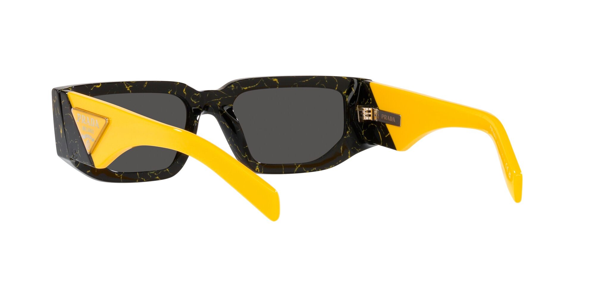 Sonnenbrillen Prada PR 09ZS (19D5S0) farbe black yellow marble form rechteckig gläser grigio scuro