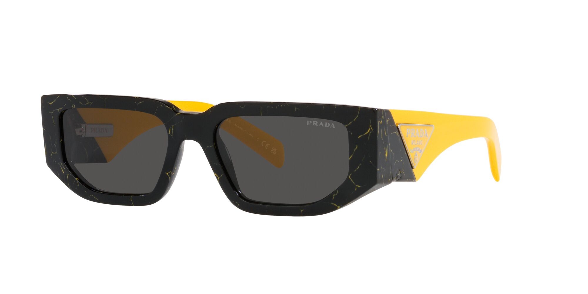 Sonnenbrillen Prada PR 09ZS (19D5S0) farbe black yellow marble form rechteckig gläser grigio scuro