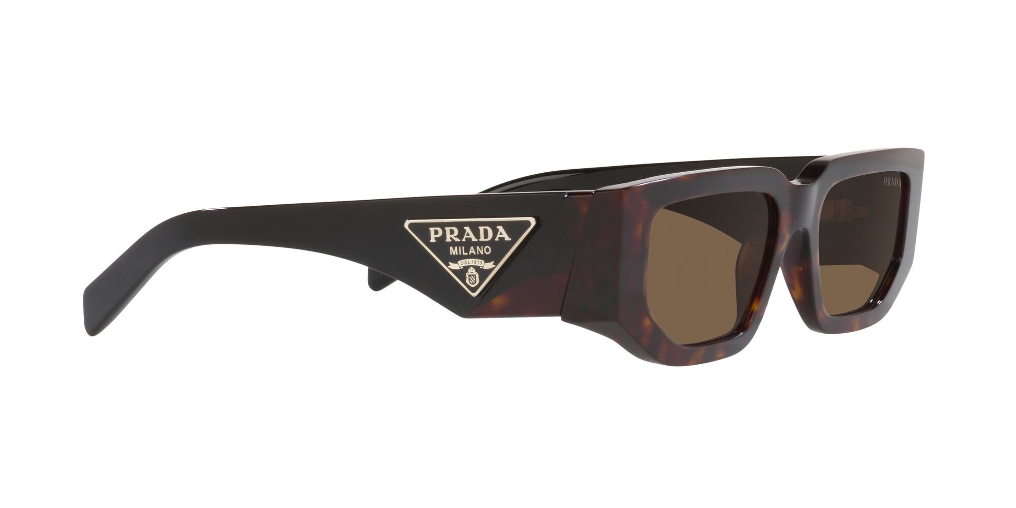 Sunglasses Prada PR 09ZS (2AU06B) color tartarugato shape rectangle lenses marrone scuro