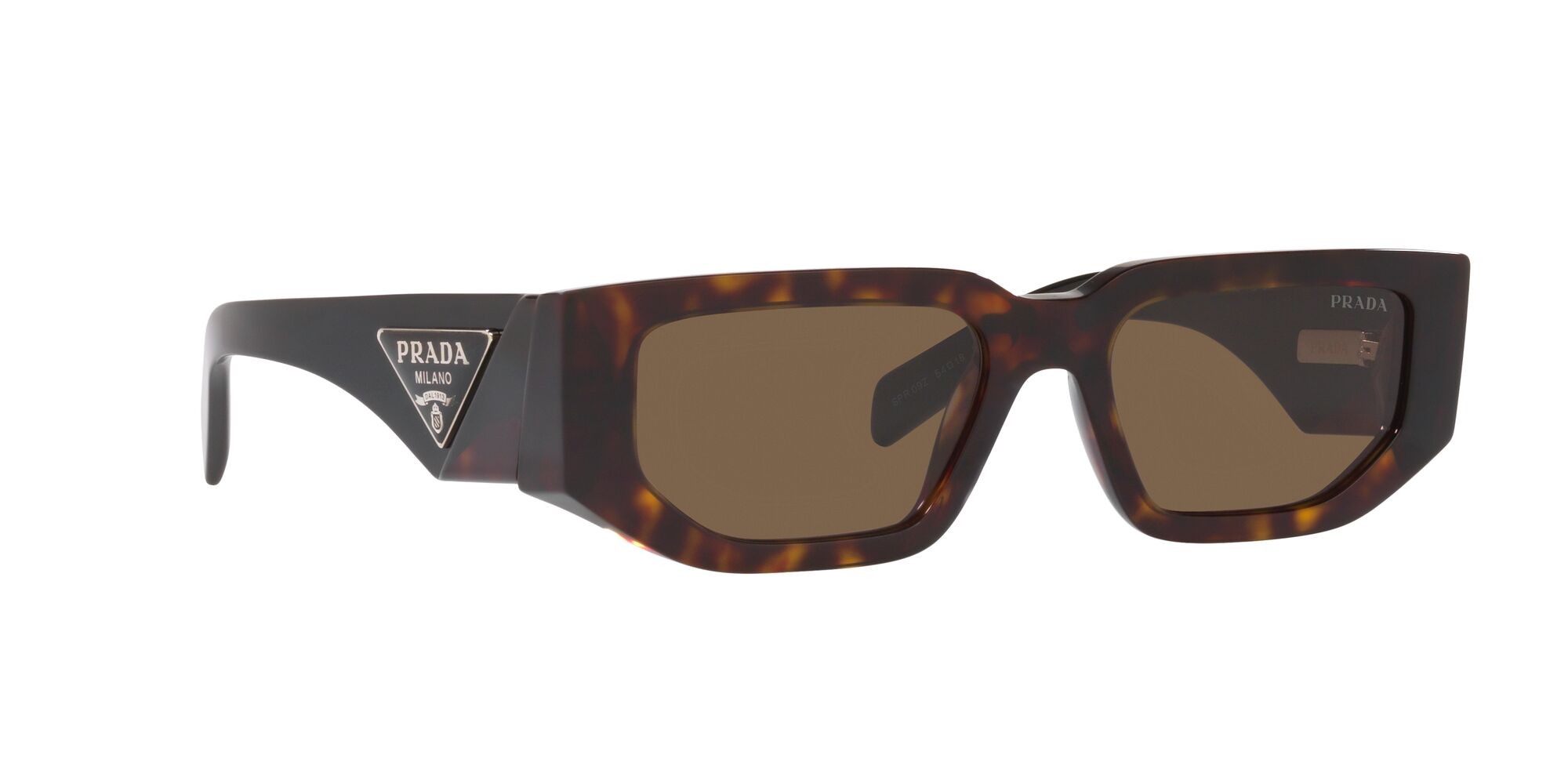 Sunglasses Prada PR 09ZS (2AU06B) color tartarugato shape rectangle lenses marrone scuro