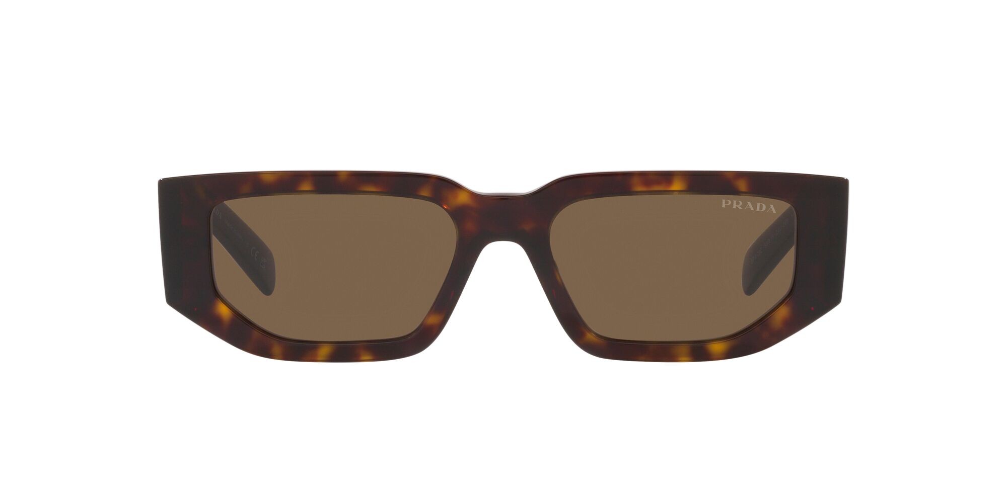 Sunglasses Prada PR 09ZS (2AU06B) color tartarugato shape rectangle lenses marrone scuro