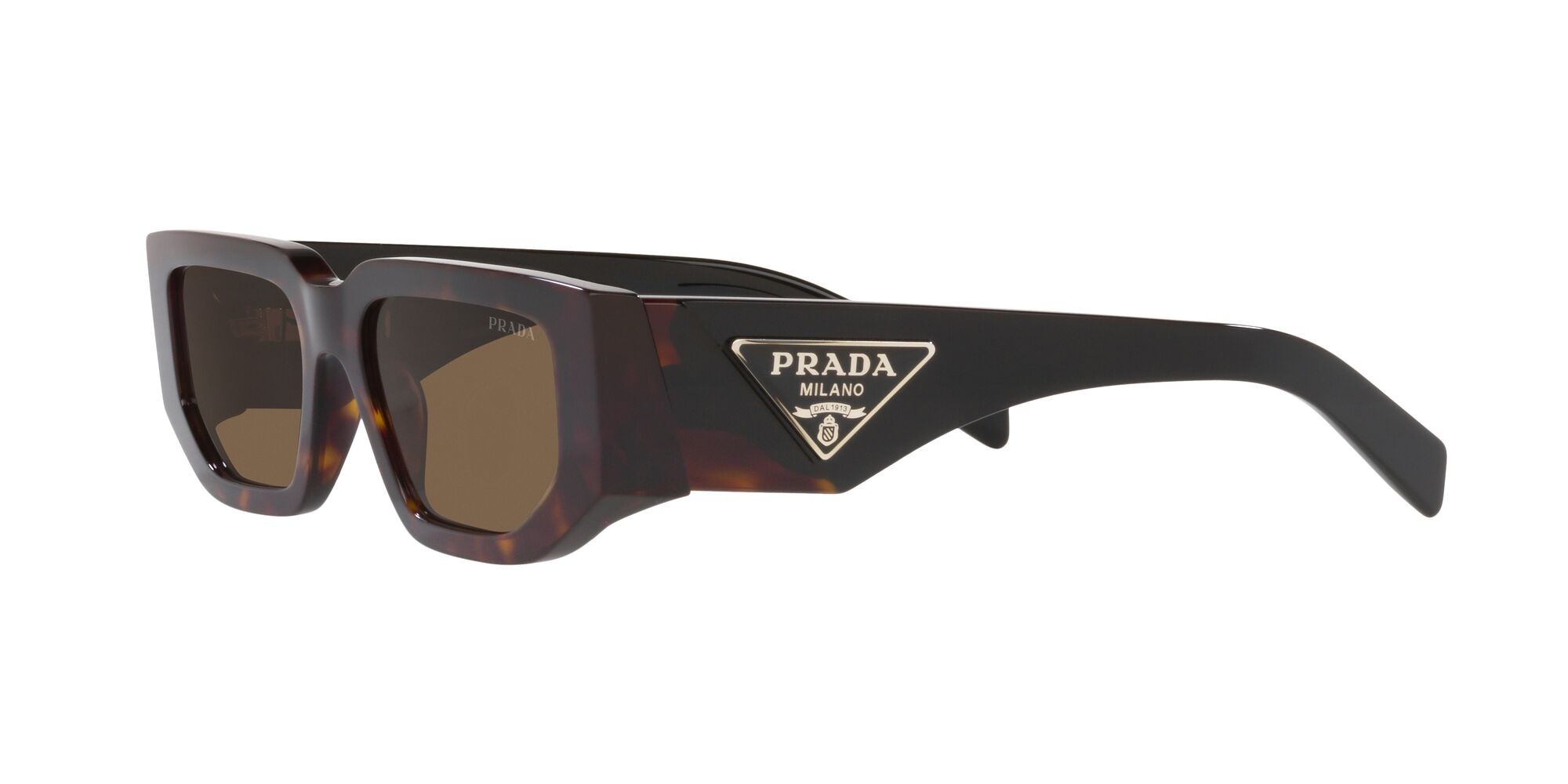 Sunglasses Prada PR 09ZS (2AU06B) color tartarugato shape rectangle lenses marrone scuro