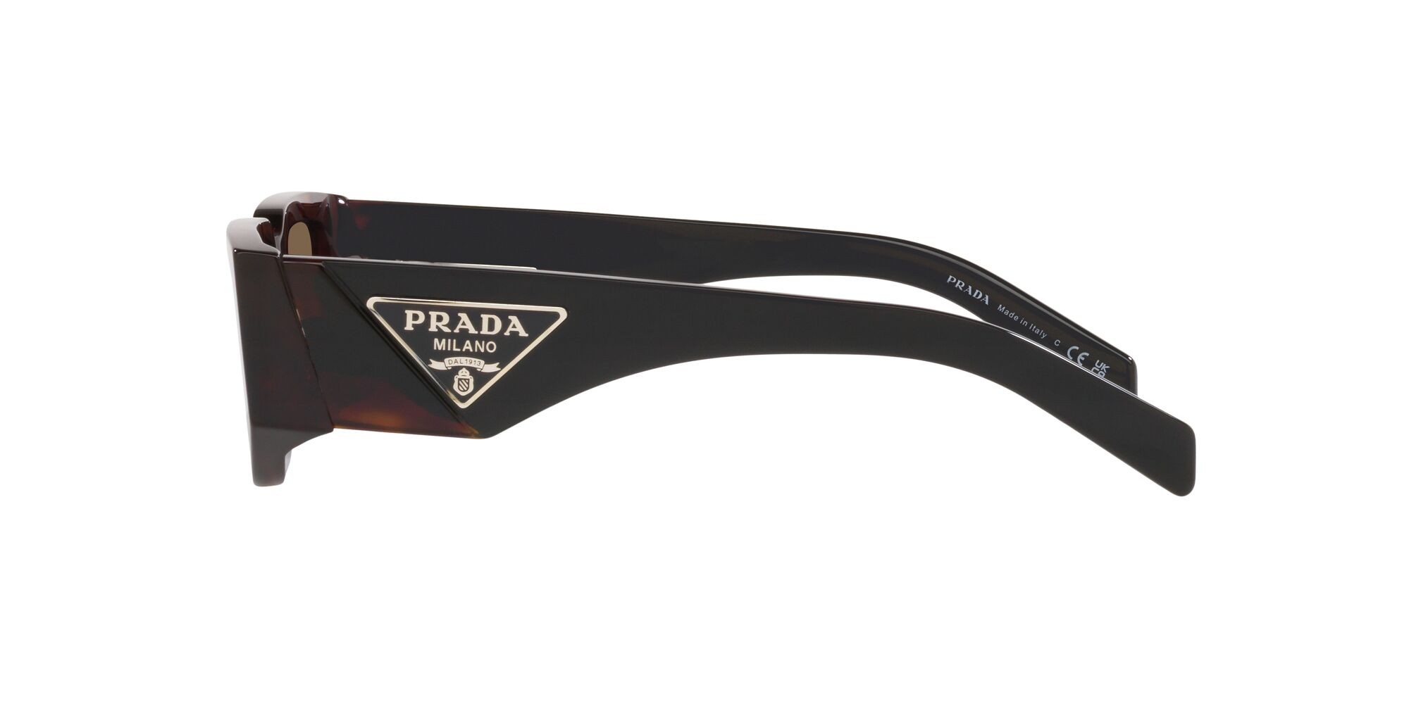 Sunglasses Prada PR 09ZS (2AU06B) color tartarugato shape rectangle lenses marrone scuro