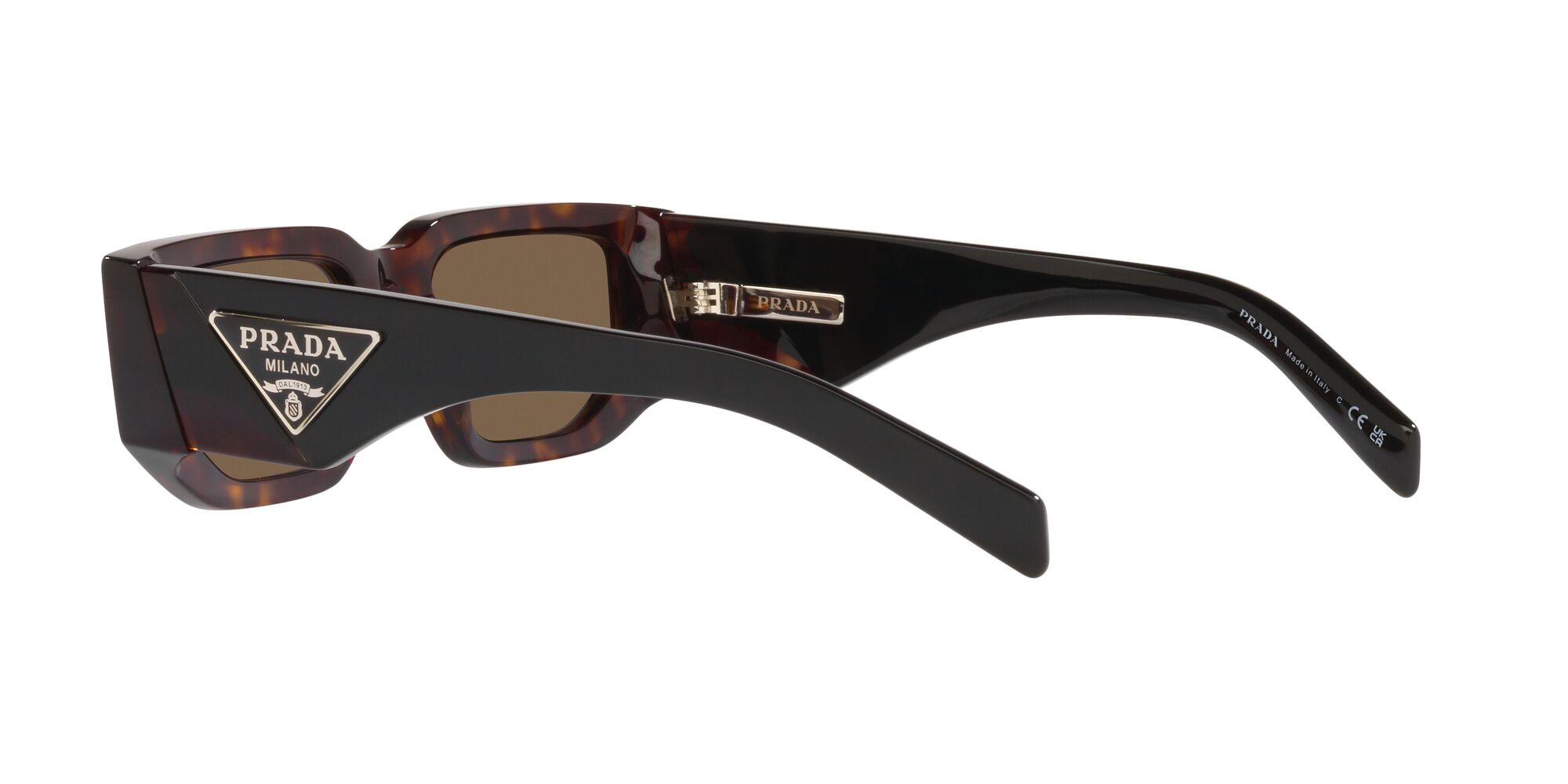 Sunglasses Prada PR 09ZS (2AU06B) color tartarugato shape rectangle lenses marrone scuro
