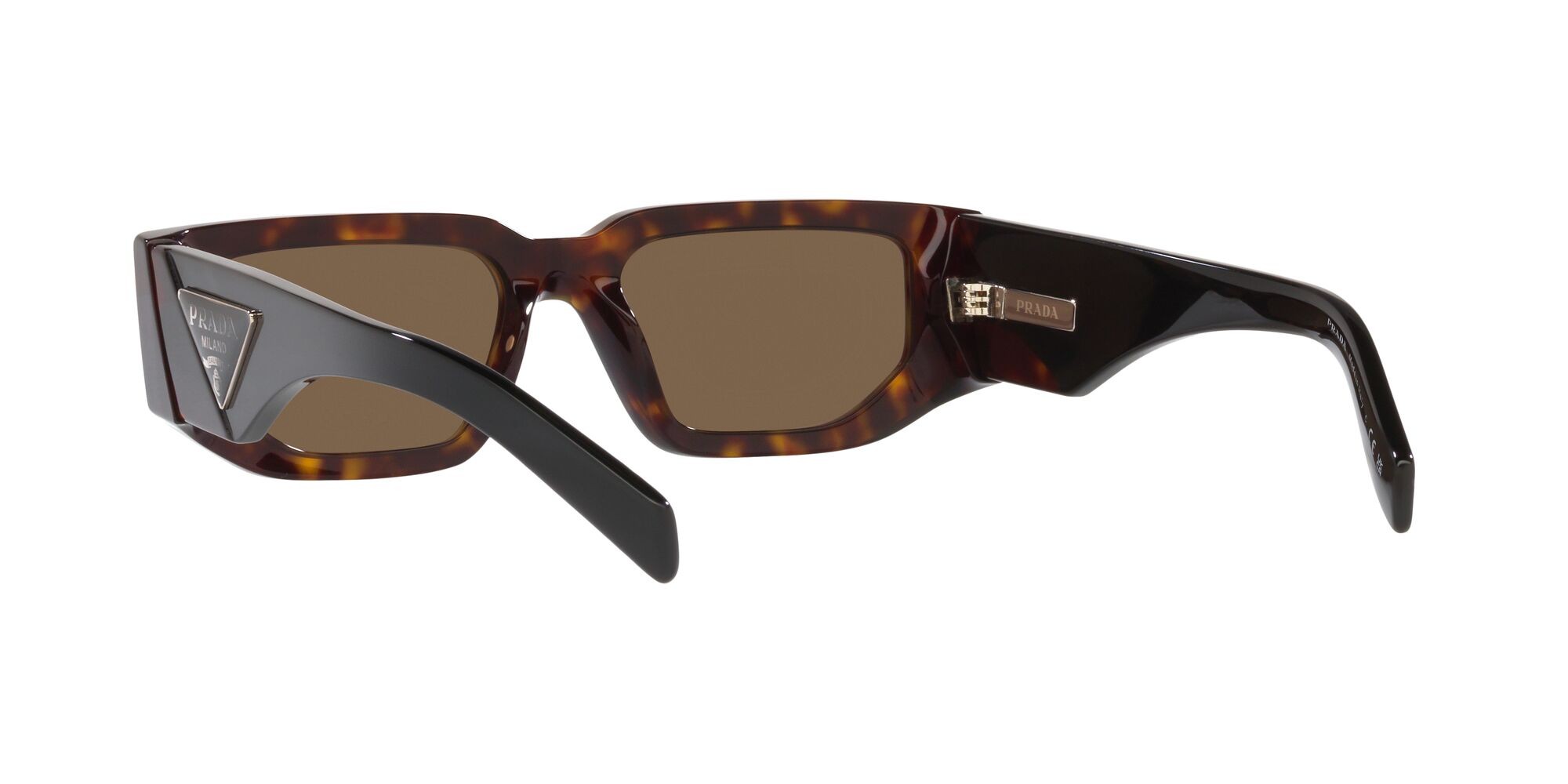 Sunglasses Prada PR 09ZS (2AU06B) color tartarugato shape rectangle lenses marrone scuro