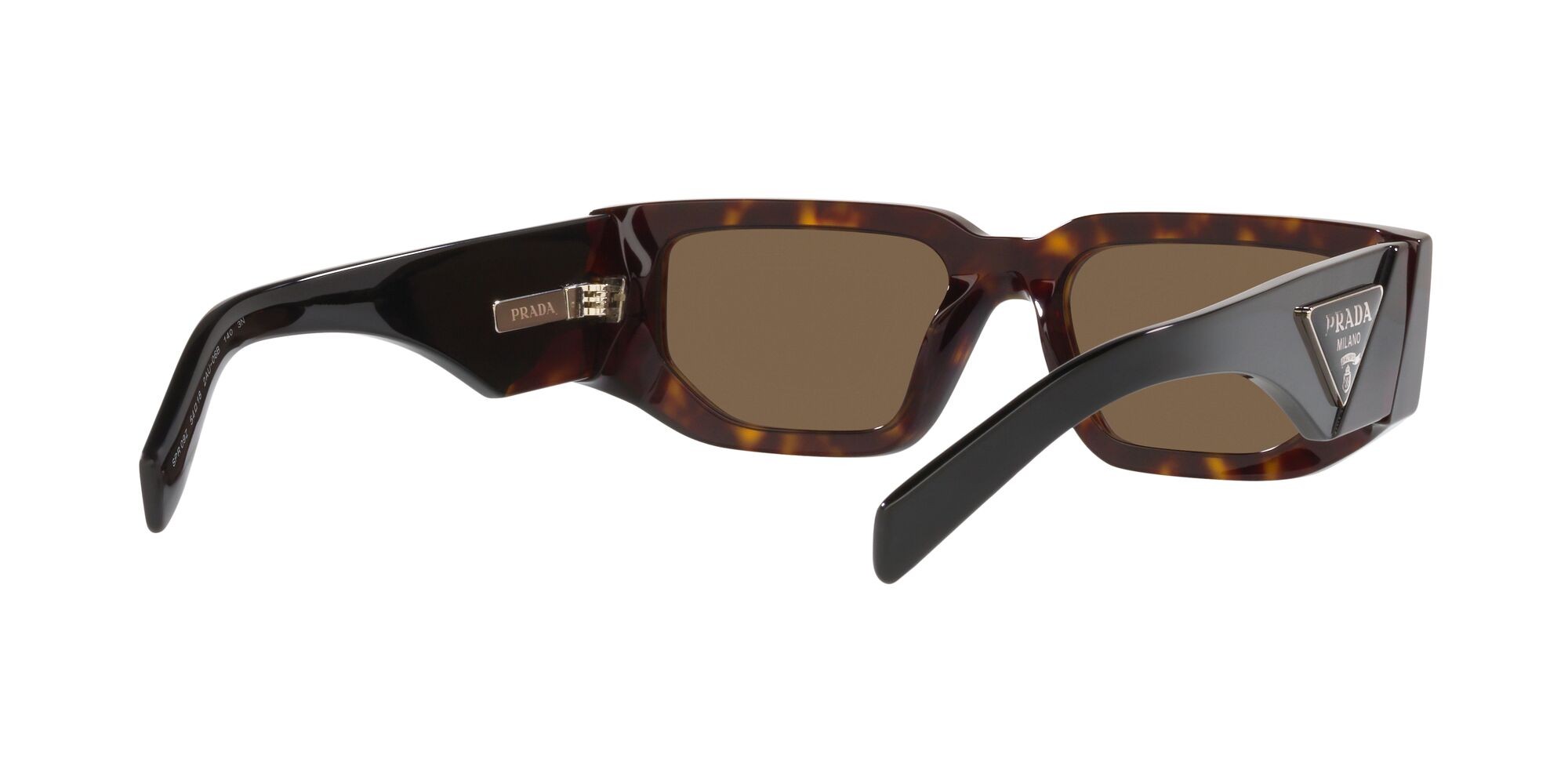 Sunglasses Prada PR 09ZS (2AU06B) color tartarugato shape rectangle lenses marrone scuro