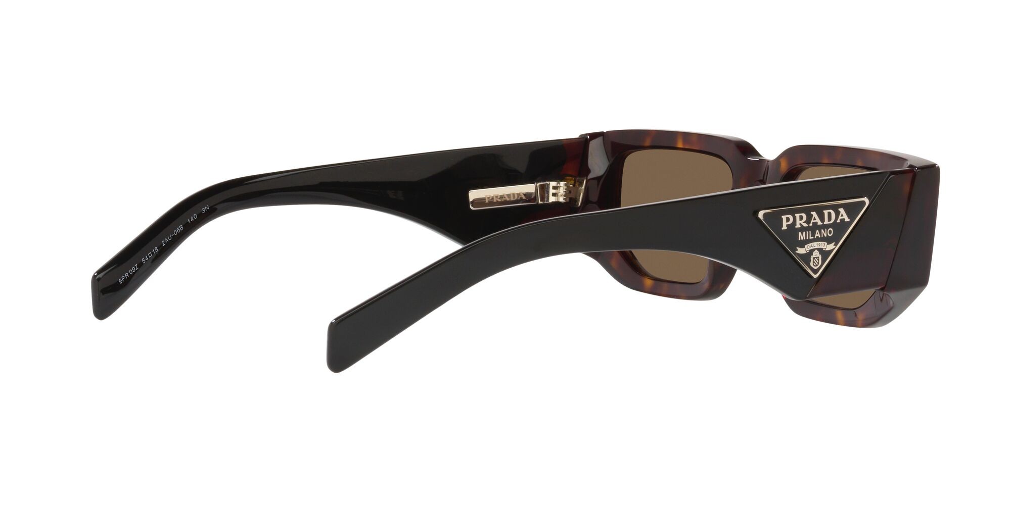 Sunglasses Prada PR 09ZS (2AU06B) color tartarugato shape rectangle lenses marrone scuro